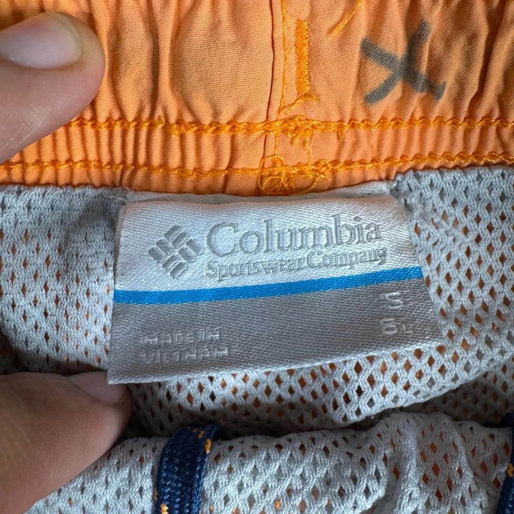 Columbia Shorts Mens Size S Orange Swim Trunks Mesh Lined Tropical Pocket Casual